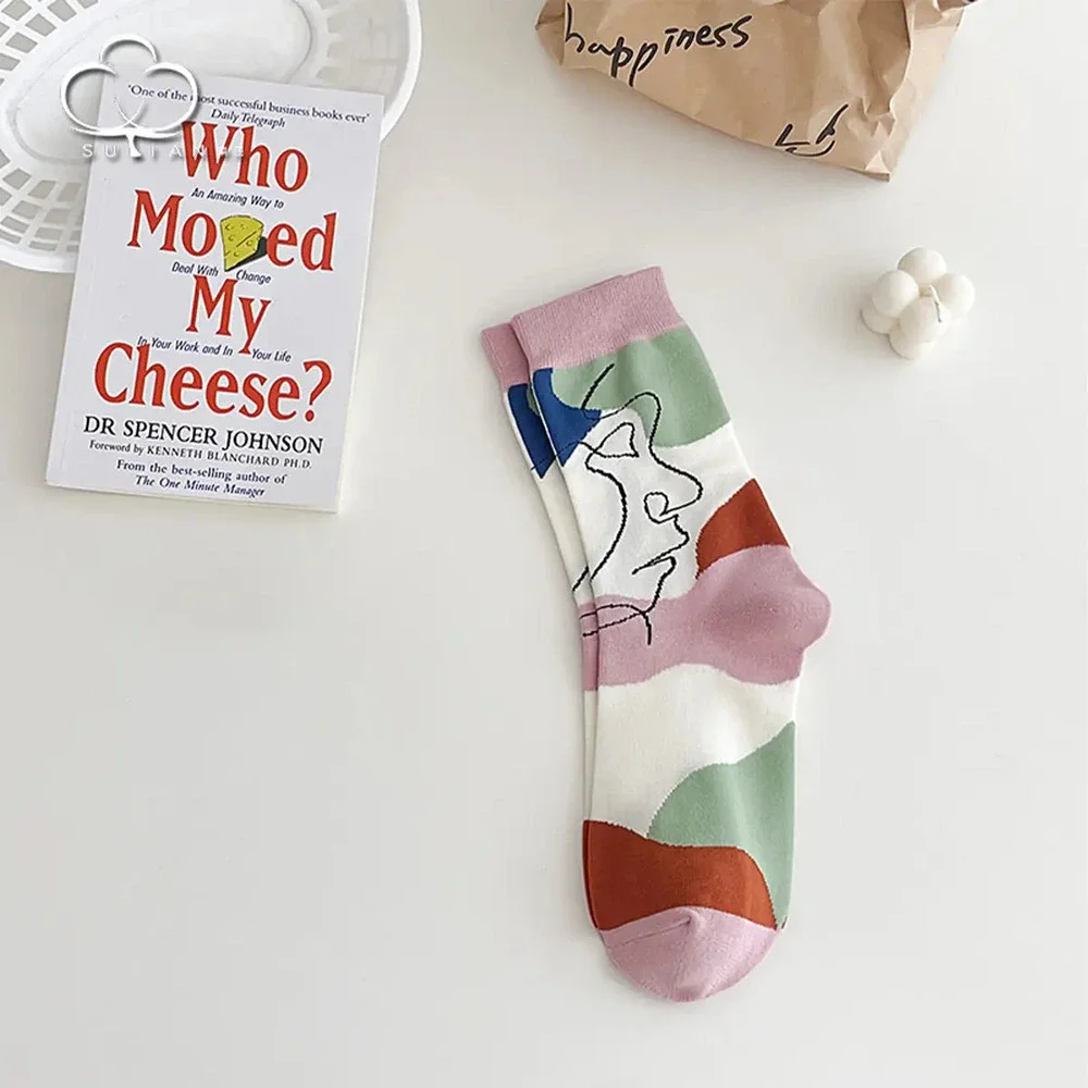 X17 PINK Fashionable Printed Mid-Calf Cotton Socks One Size